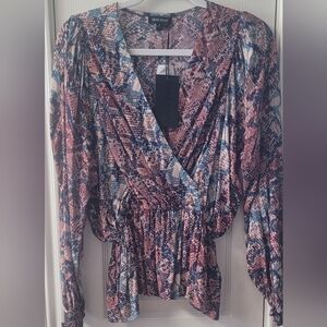 Womens Multicolor Snake Print Blouse From DEAR JOHN